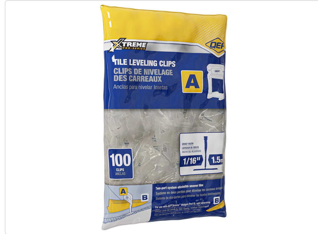QEP - Système de nivellement de carreaux Xtreme. partie A. clips pour joints de 1/16 po (paquet de 100) ||Q99761 - Ceramed