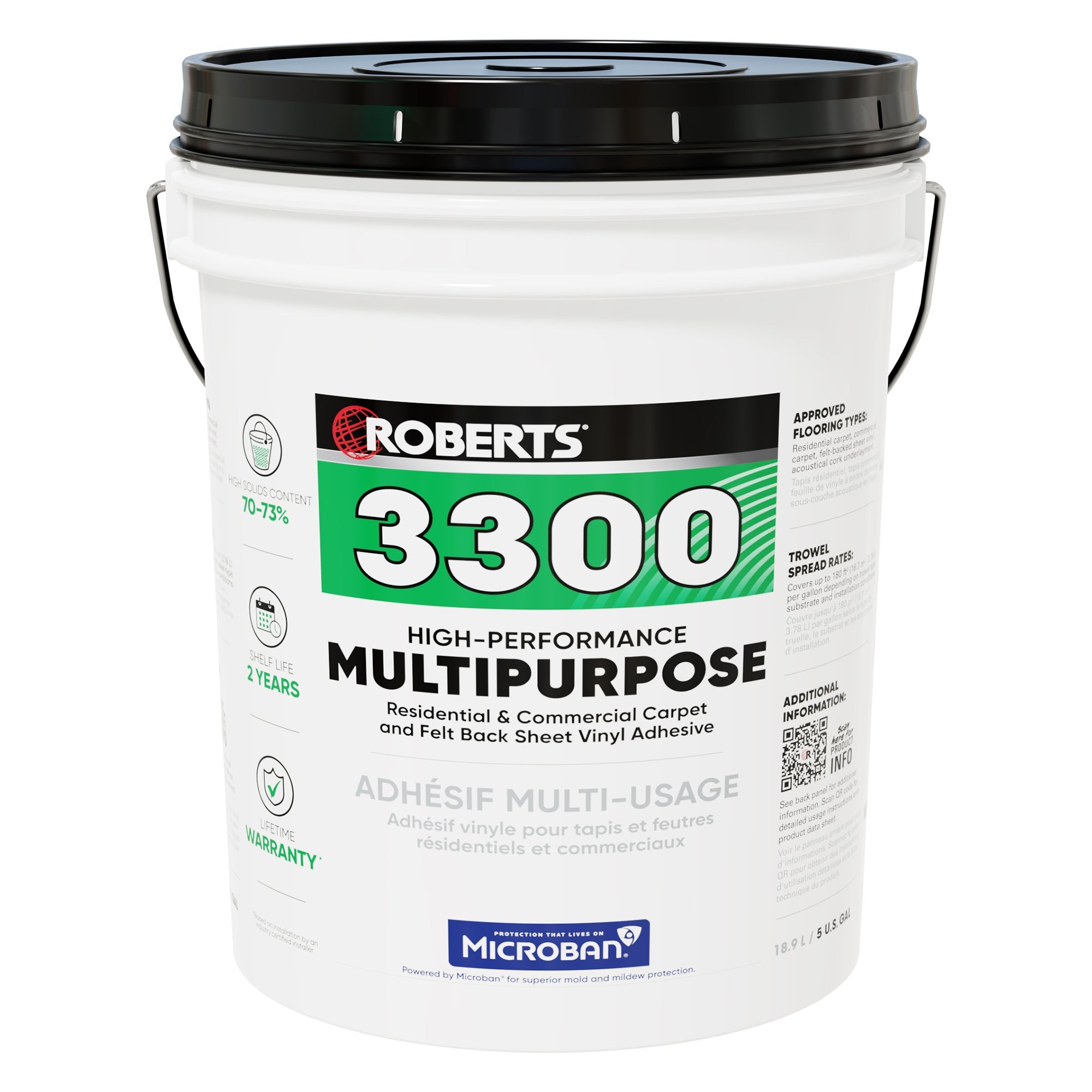 Roberts - Adhésif multiusage haute performance - 5 gal. (18,9 l) (18,9 L) ||3300RB020 - Ceramed