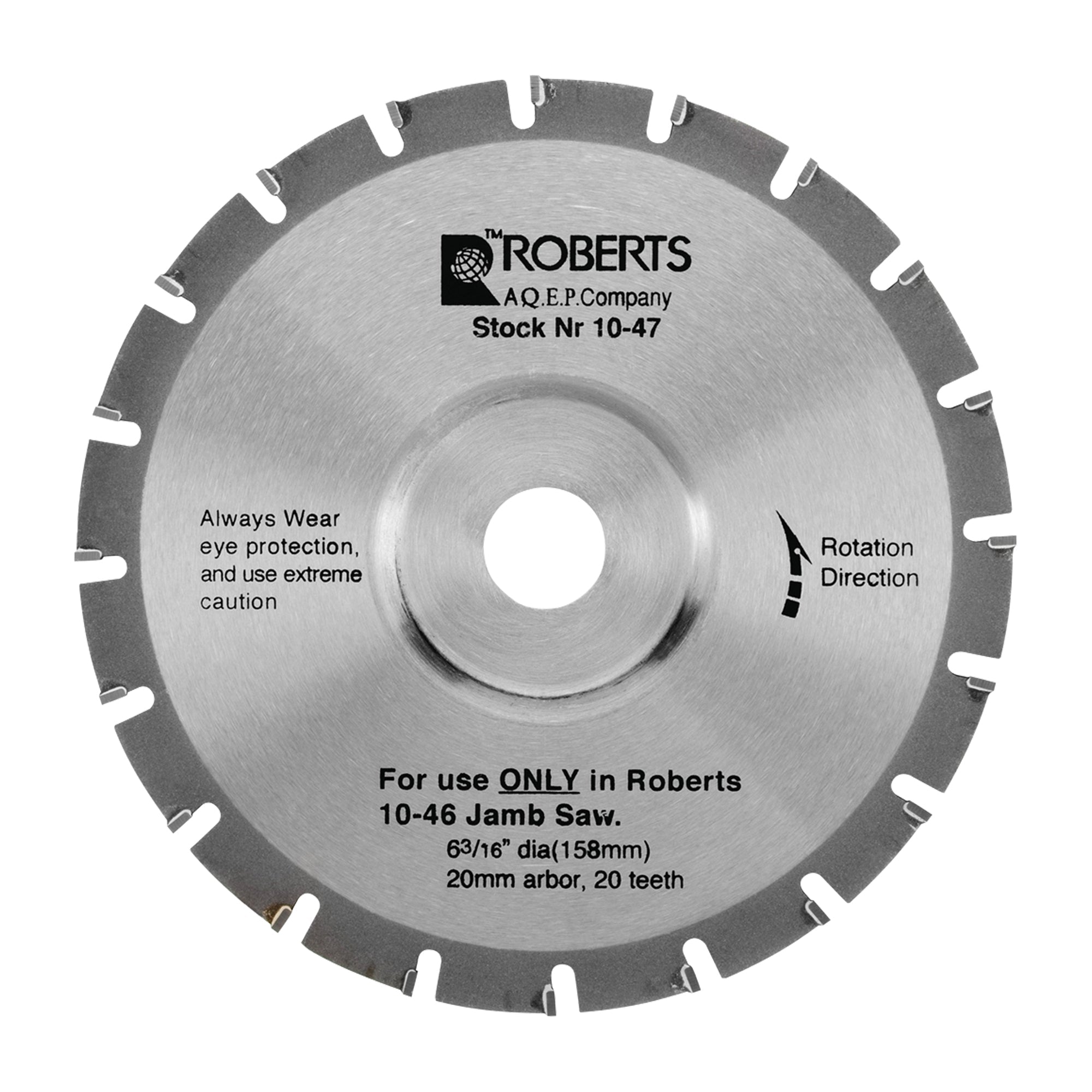 Roberts - Lame de rechange pour scie à jambage , pointe au carbure à 20 dents, 6 3/16 po pour 10-46/10-56