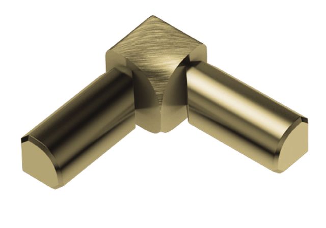 Schluter - RONDEC Coin intérieur à 2 bouts 90° Aluminium anodisé Laiton Brossé 1/2"