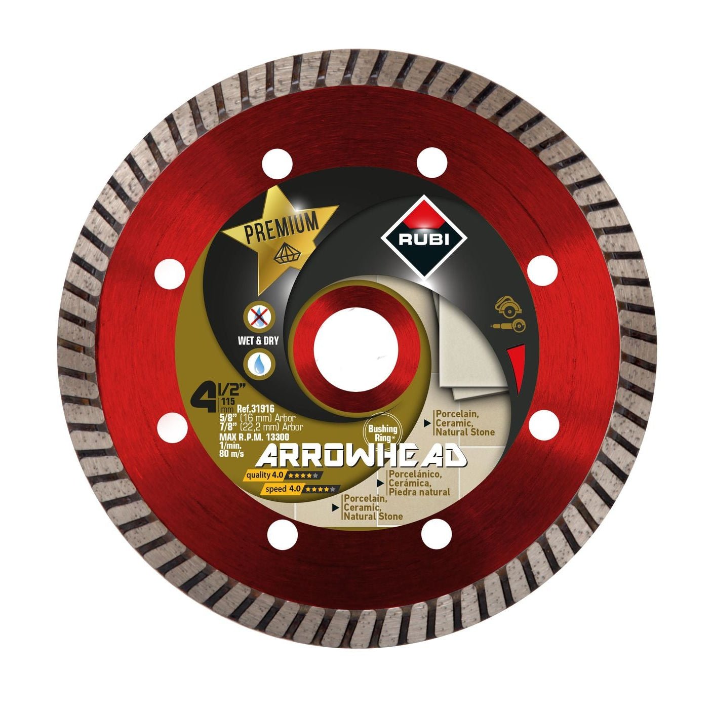 Rubi ARROWHEAD - Lame diamant coupe sèche 4-1/2"