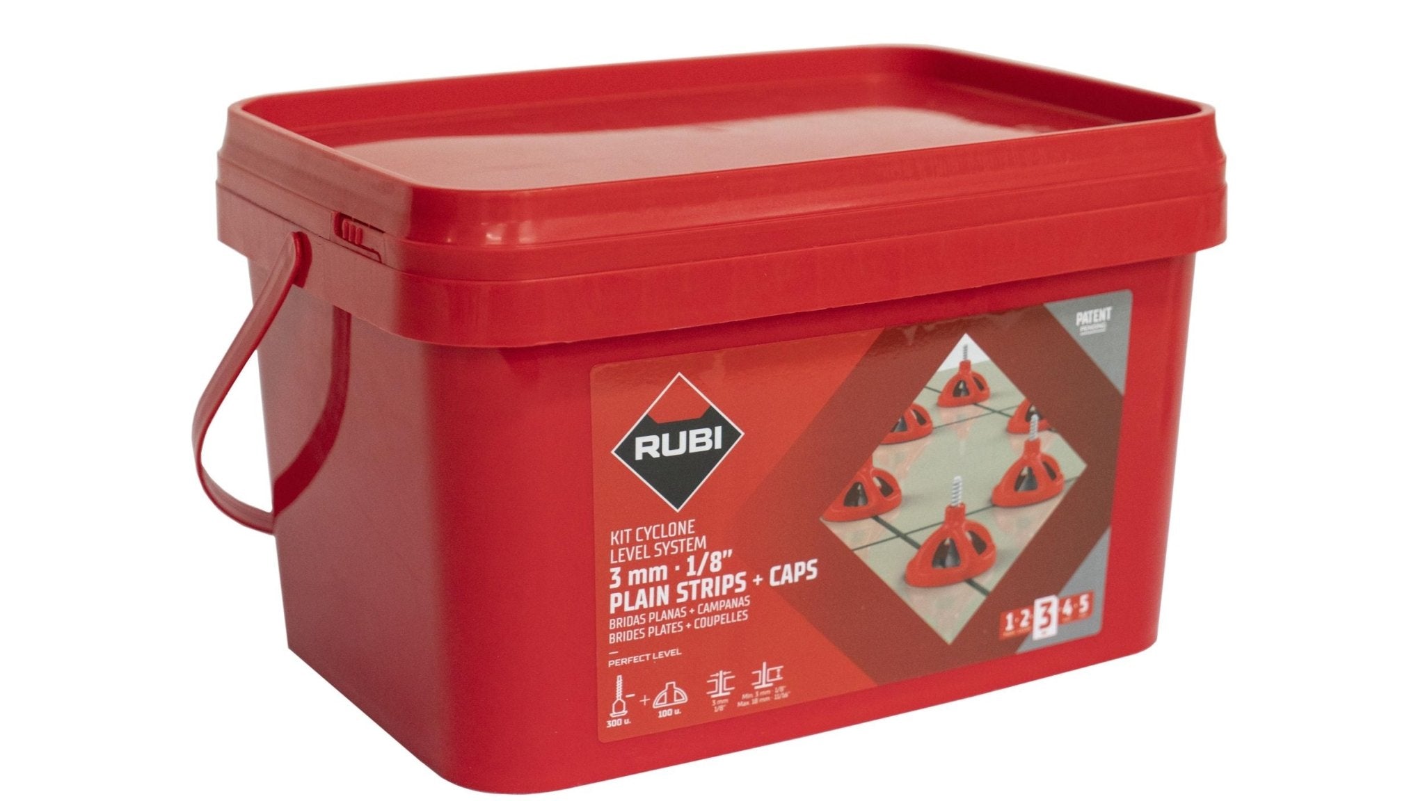 Rubi CYCLONE - Ensemble de nivellement 100 capuchons 300 bases 1/8"