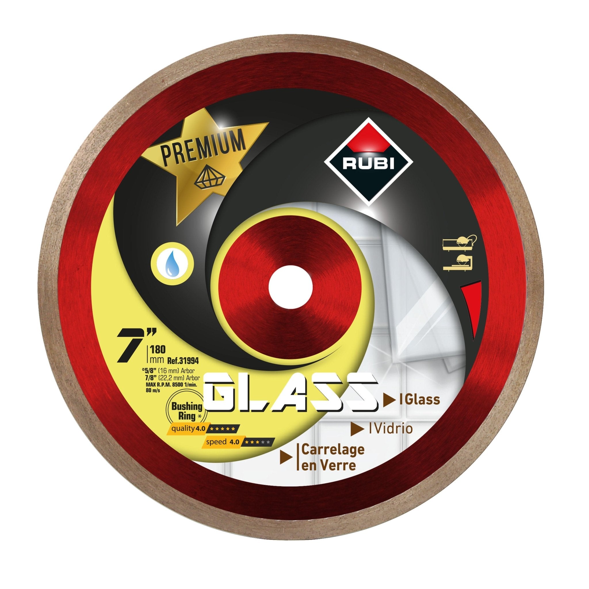 Rubi GLASS - Lame diamant coupe humide pour verre 7" SUPERPRO