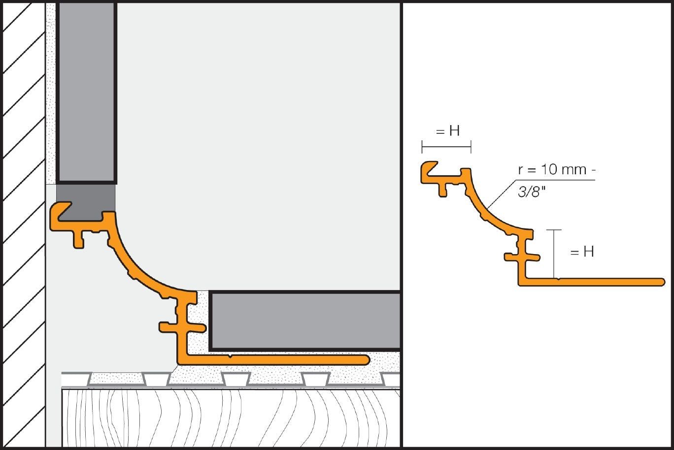 Schluter - DILEX-AHK - Coin intérieur 90° avec un radius de 3/8" - alum. anodisé nickel mat ||I90/AHK1S/AT - Ceramed