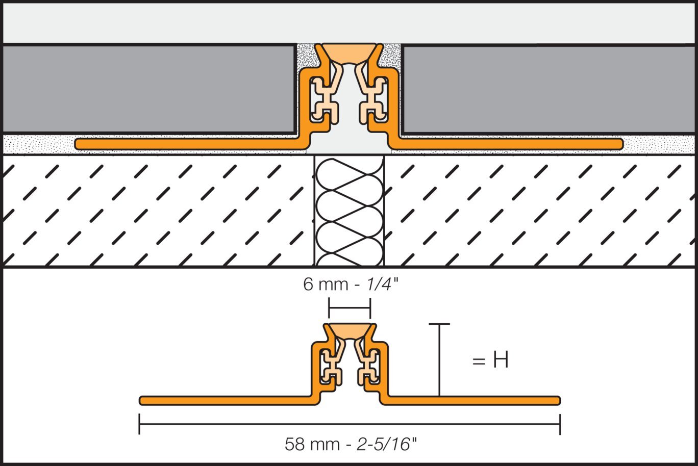 Schluter - DILEX-AKWS - 7/16" - alum. / joint 1/4" beige cl ||AKWS110HB - Ceramed