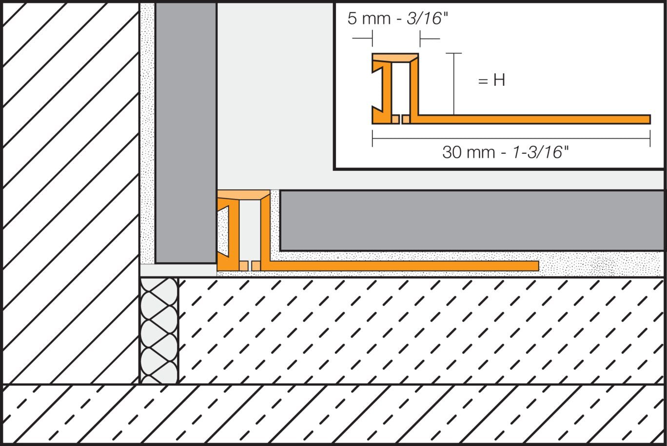 Schluter - DILEX-BWA - 3/16" jnt périmetre 3/8" pvc crème ||BWA100C - Ceramed
