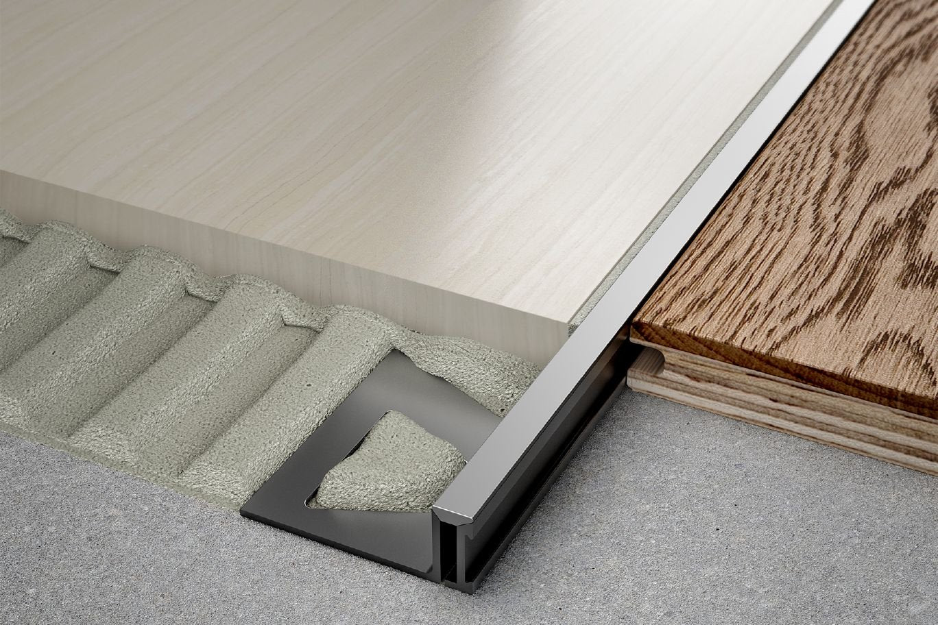 Schluter - DILEX-BWA - Profilé de joint de mouvement de périmètre isolant le carrelage des structures - plastique PVC blanc éclatant 3/8" x 8' 2-1/2" ||BWA100BW - Ceramed
