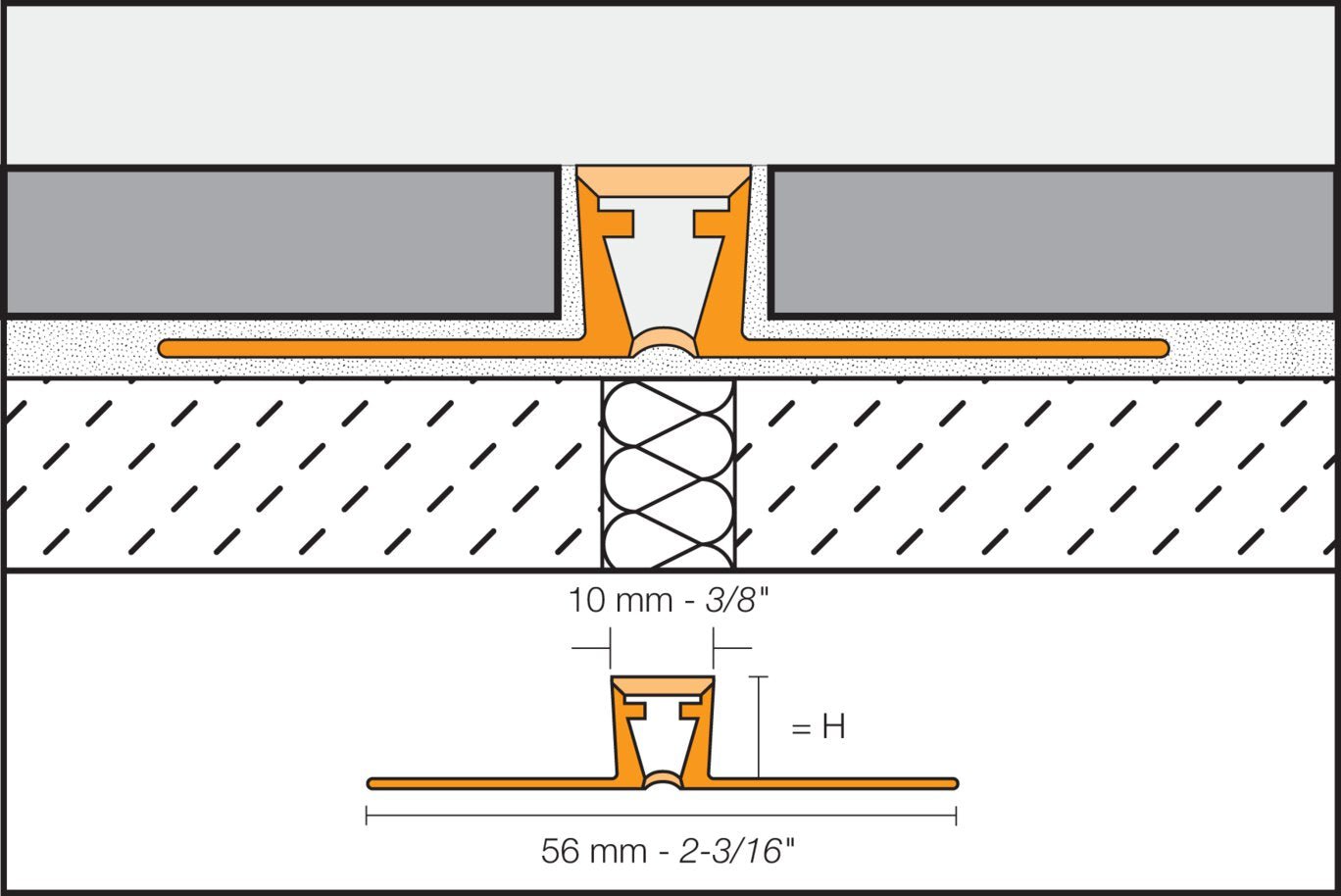 Schluter - DILEX-BWB - 3/8" joint de mouvement 1/2" pvc gris coulis ||BWB125FG - Ceramed