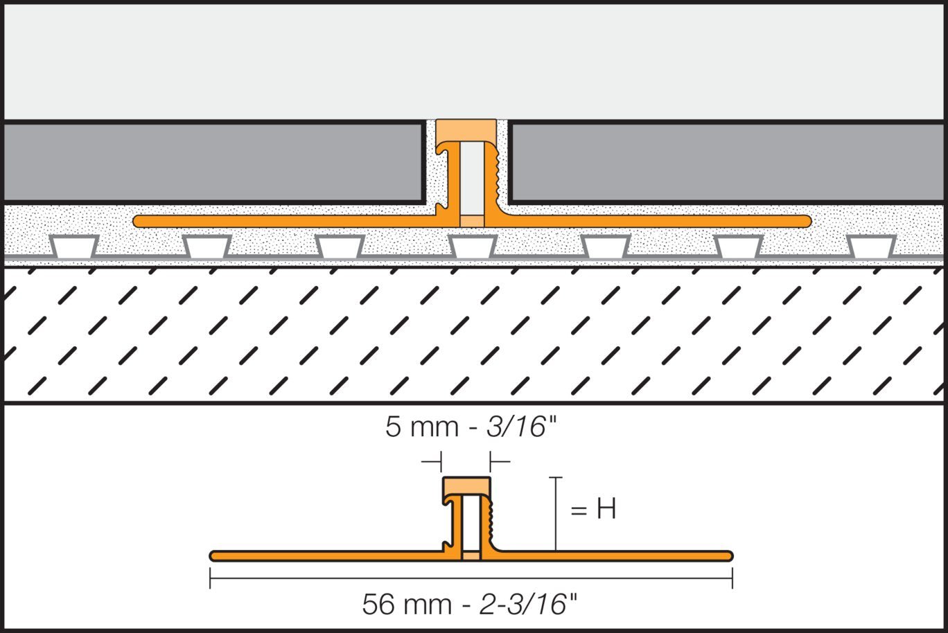 Schluter - DILEX-BWS - 3/16 Jnt MOUVE 1/2 PVC GRIS PI ||BWS125SG - Ceramed