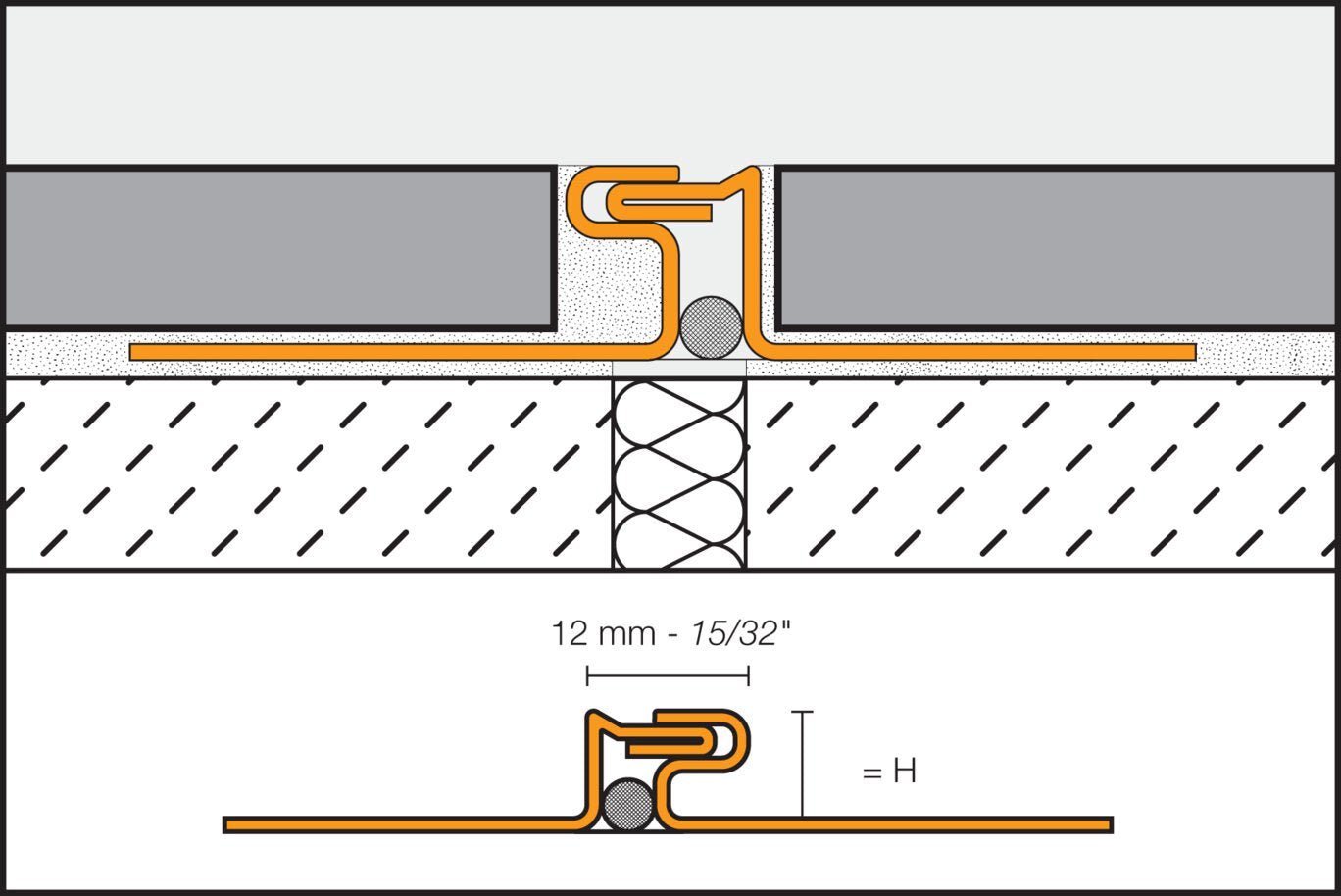 Schluter - DILEX-EDP - Profilé de mouvement 7/16" acier inoxydable ||EDP110 - Ceramed