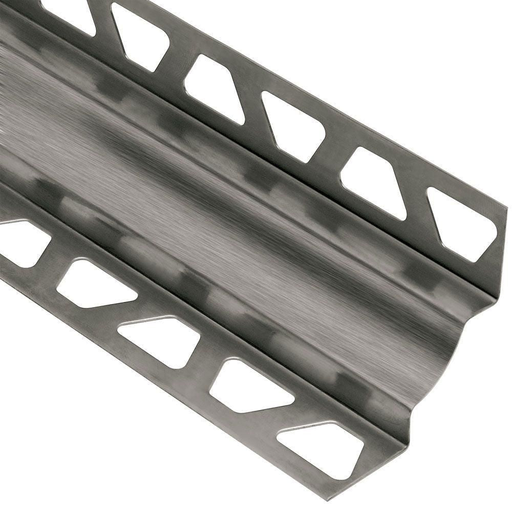 Schluter - DILEX-EHK Profilé à gorge avec un radius de 23/32" - acier inoxydable (V2) brossé 11/32" (9 mm) x 11/32" x 8' 2-1/2"