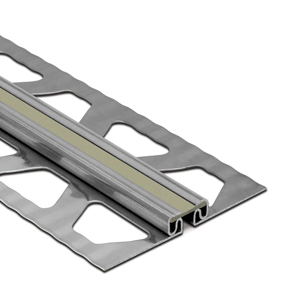 Schluter - DILEX-EKSB Profilé de joint de surface pour les revêtements de plancher plus minces - acier inoxydable (V2) avec joint de 1/4" gris 3/16" (4.5 mm) x 8' 2-1/2"