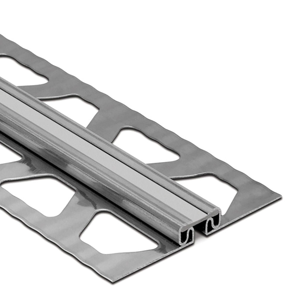 Schluter - DILEX-EKSB Profilé de joint de surface pour les revêtements de plancher plus minces - acier inoxydable (V2) avec joint de 1/4" gris classique 3/32" (2.5 mm) x 8' 2-1/2"