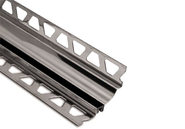Schluter - DILEX-HKS Profilé à gorge avec un radius de 23/32" Acier inoxydable (V2) noir 3/8" x 9/32" x 8' 2-1/2"