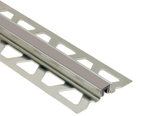 Schluter - DILEX-KSN - 3/8" - acier inoxydable / joint 7/16" gris coulis ||EKSN100FG - Ceramed