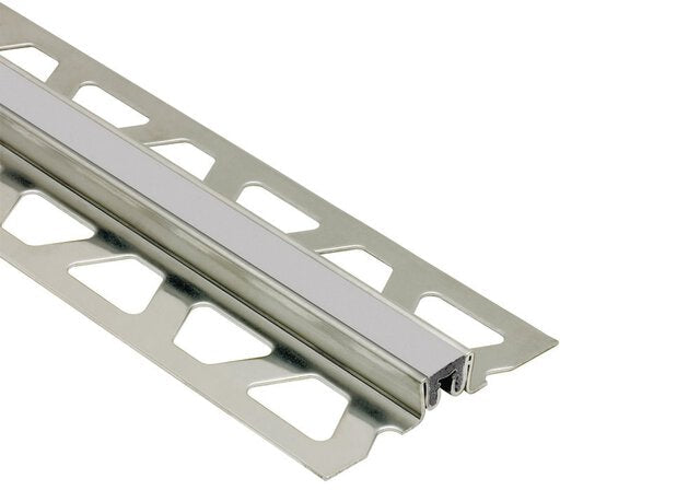 Schluter - DILEX-KSN - 5/8" - acier inoxydable / joint 7/16" gris classique ||EKSN160PG - Ceramed