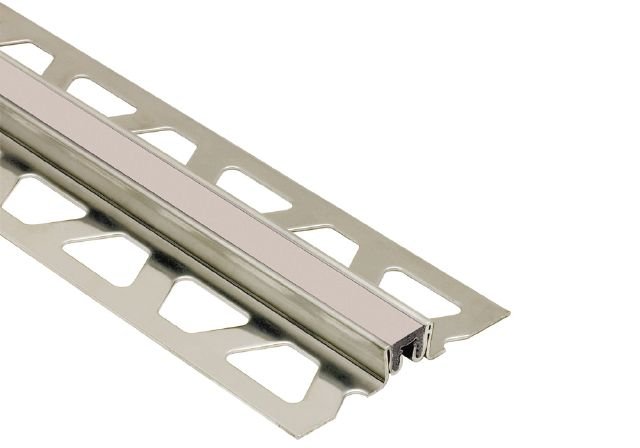 Schluter - DILEX-KSN Profilé pour joint de surface Acier inoxydable (V2) avec zone de mouvement en caoutchouc de 7/16" Gris pierre 5/8" x 8' 2-1/2"