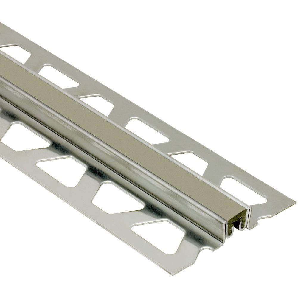 Schluter - DILEX-KSN Profilé pour joint de surface avec insertion gris de 7/16" - acier inoxydable (V2) 1/2" (12.5 mm) x 8' 2-1/2"