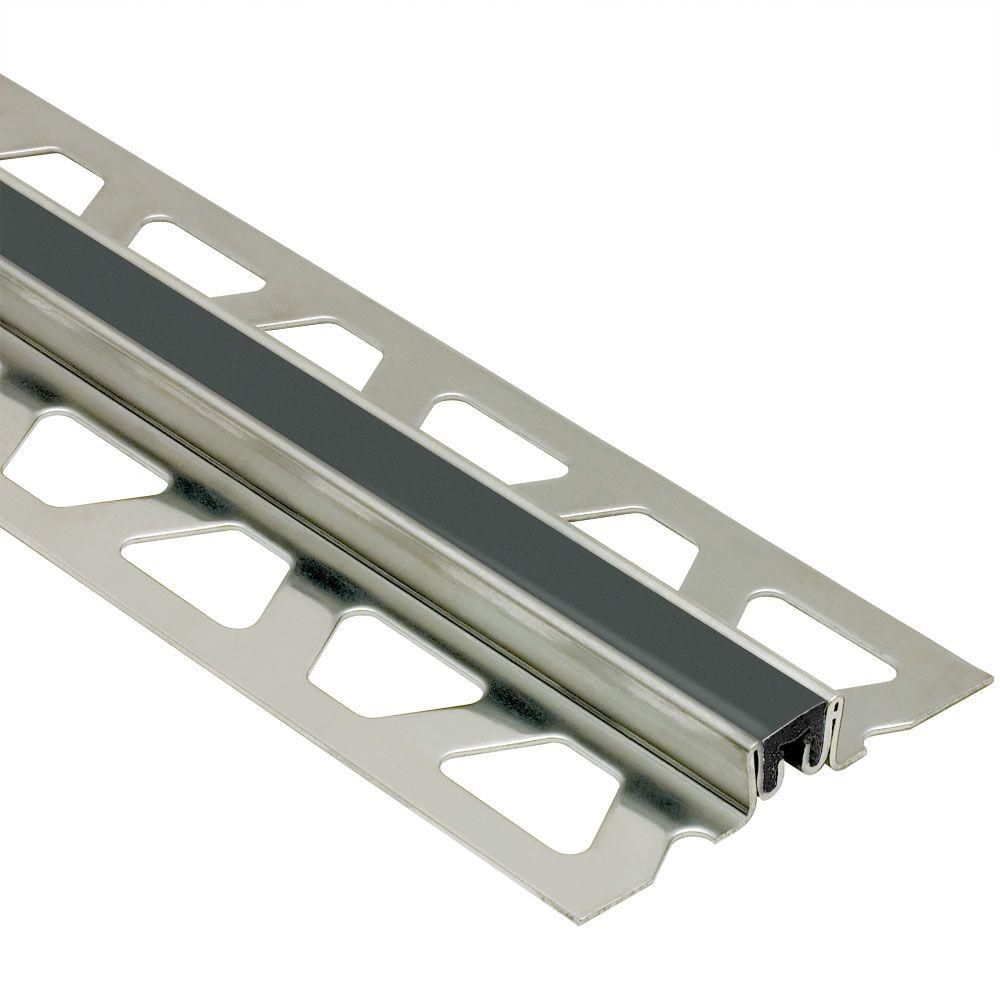 Schluter - DILEX-KSN Profilé pour joint de surface avec insertion noire de 7/16" - acier inoxydable (V2) 5/16" (8 mm) x 8' 2-1/2"
