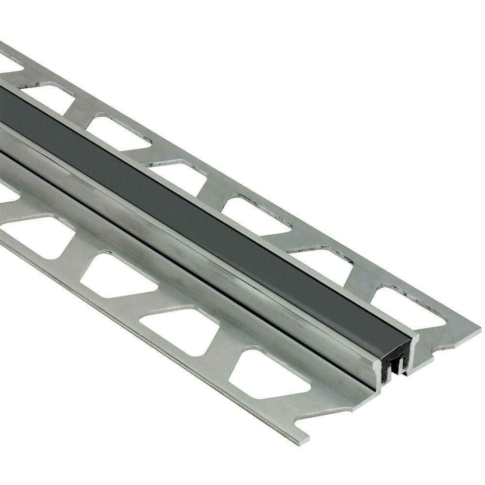 Schluter - DILEX-KSN Profilé pour joint de surface avec insertion noire de 7/16" - Aluminium 1/2" (12.5 mm) x 8' 2-1/2"