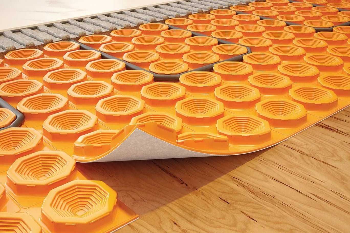 Schluter - DITRA-HEAT - (134.5 pi²) 5 mm - PS Membrane de désolidarisation autocollante en rouleau pour plancher chauffant - 2' 7" x 41' 1" ||DHPS512M - Ceramed