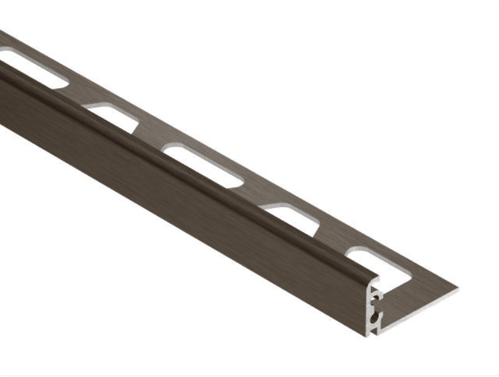 Schluter - JOLLY - Moulure de bordure de mur alum. anodisé bronze antique brossé - 1/2" x 8' 2-1/2" ||J125ABGB - Ceramed