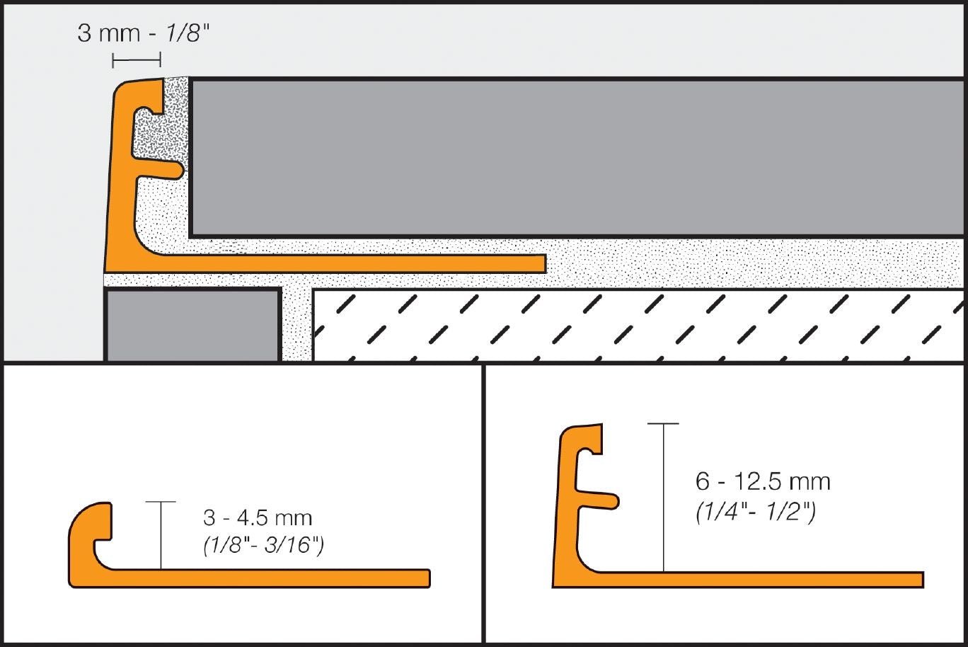 Schluter - JOLLY Profilé de bordure de mur/plancher aluminium anodisé nickel brillant 1/2" x 8' 2-1/2"