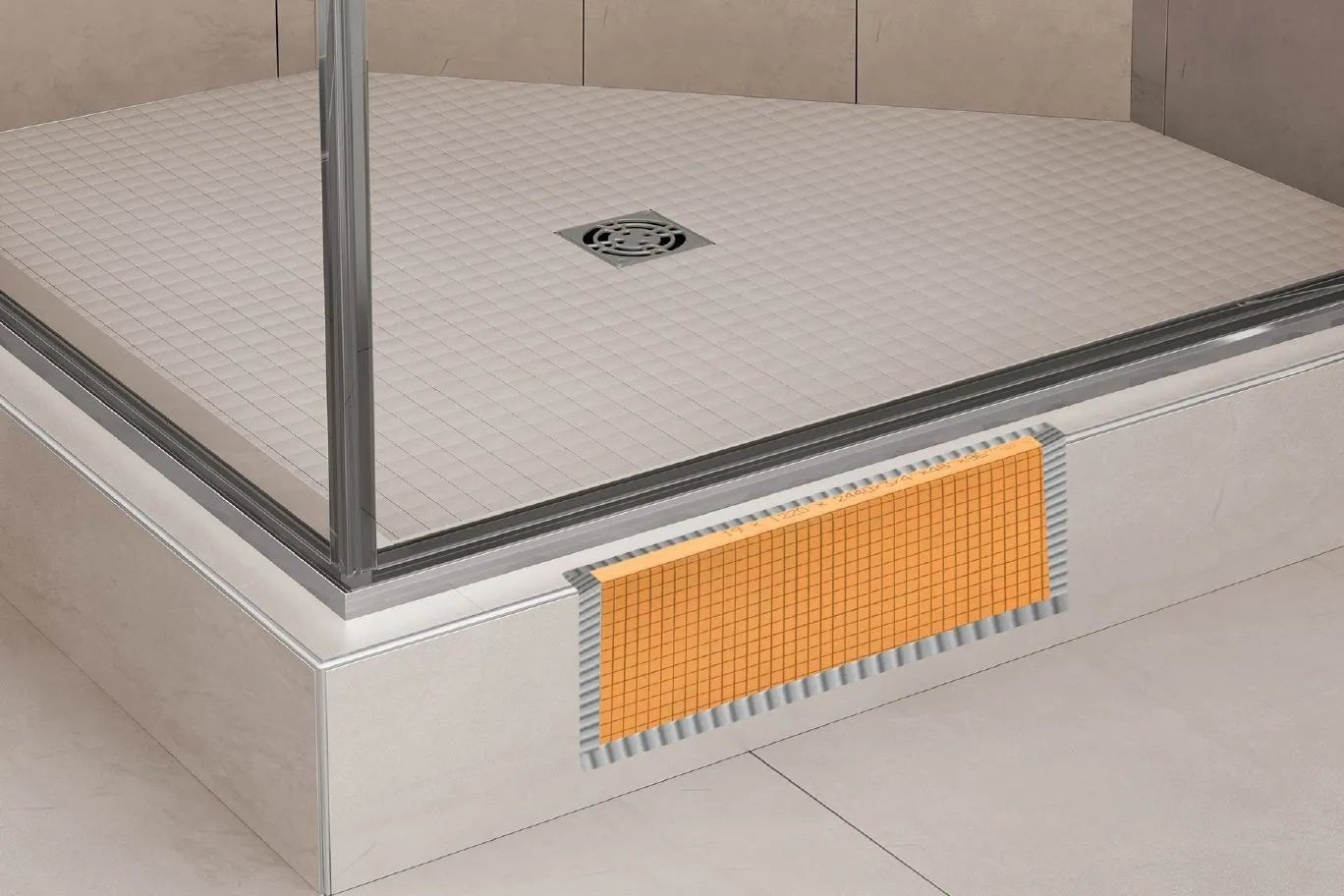 Schluter - KERDI-BOARD-SC - Seuil de douche préfabriqué - 4-1/2" x 6" x 38" ||KBSC115150970 - Ceramed
