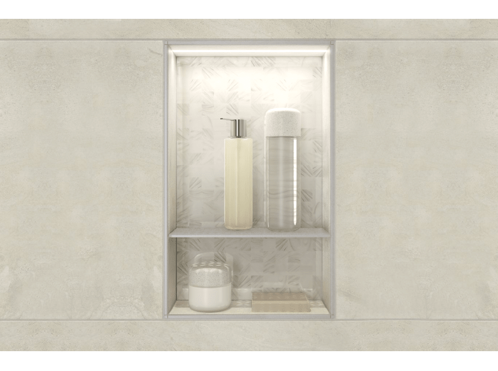 Schluter - KERDI-BOARD-SN - LT Niche de douche préfabriqué avec éclairage à DEL LIPROTEC - 12" x 20" ||KB12SNLT2WW - Ceramed