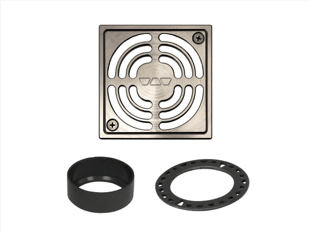Schluter - KERDI-DRAIN - Acier anodisé nickel brossé 4" - Ensemble de grille carrée Contour ||KD4GRKATGB - Ceramed