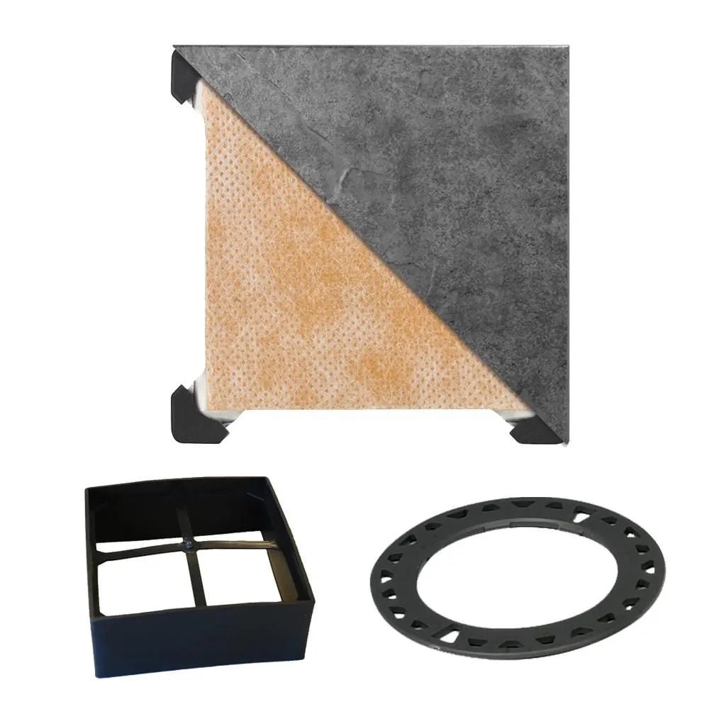 Schluter - KERDI-DRAIN - Ensemble de grille carrée à carreler - acier inoxydable (V2) 4" ||KD4GRKECS - Ceramed