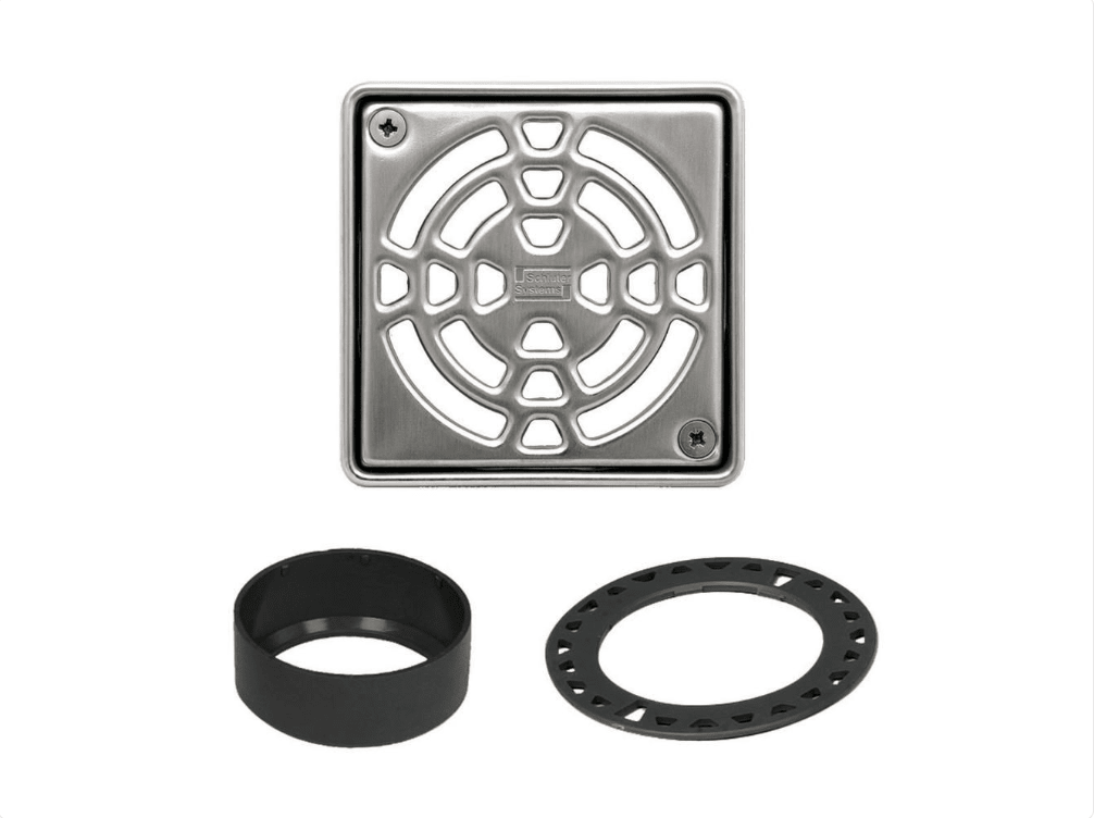 Schluter - KERDI-DRAIN - Ensemble de grille carrée Classic - acier inoxydable (V2) 4" ||KD4GRKE - Ceramed