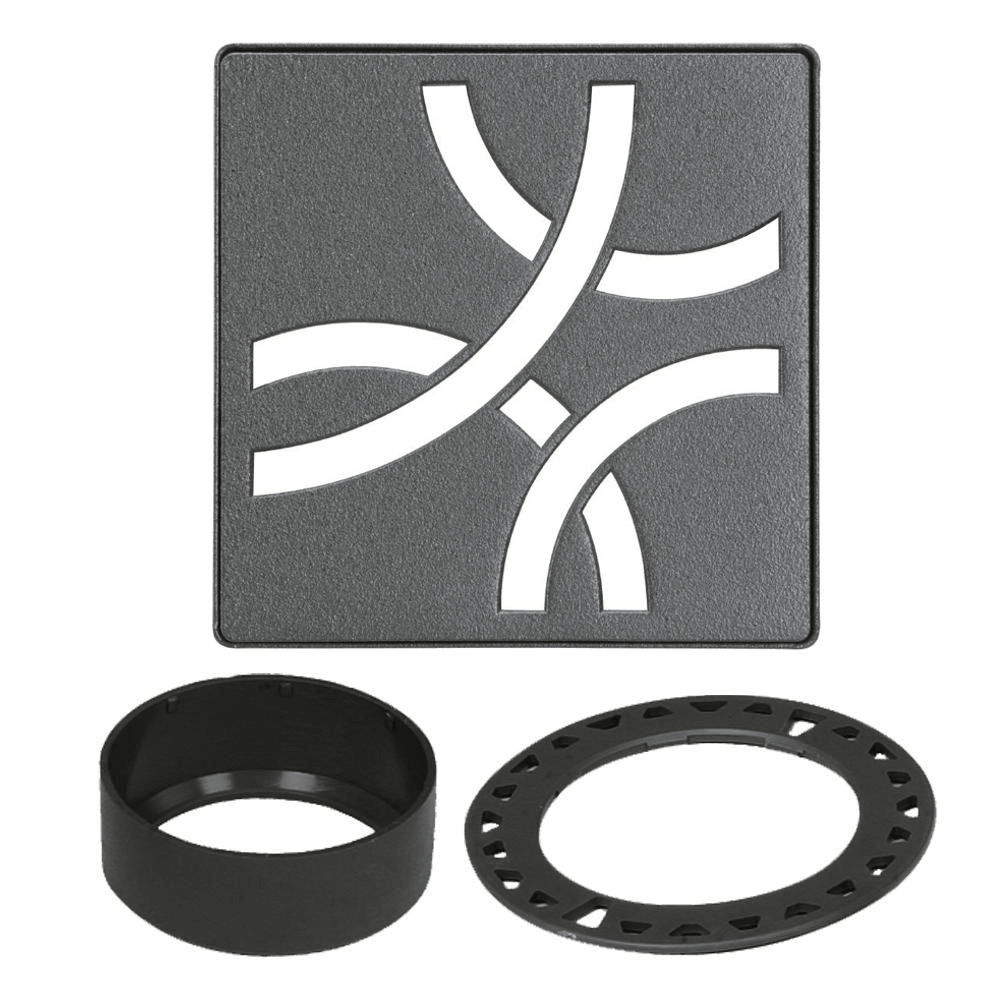 Schluter - KERDI-DRAIN Ensemble de grille carrée Curve acier inoxydable (V2) anthracite foncé 4"