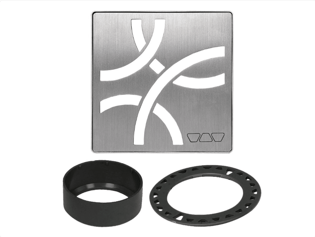Schluter - KERDI-DRAIN - Ensemble de grille carrée Curve - acier inoxydable (V2) Brossé 4" ||KDIF4GRKEBD6 - Ceramed
