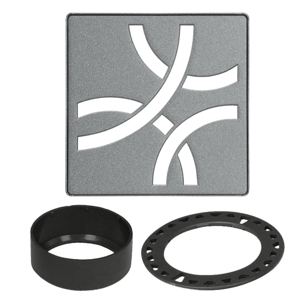 Schluter - KERDI-DRAIN Ensemble de grille carrée Curve acier inoxydable (V2) étain 4"
