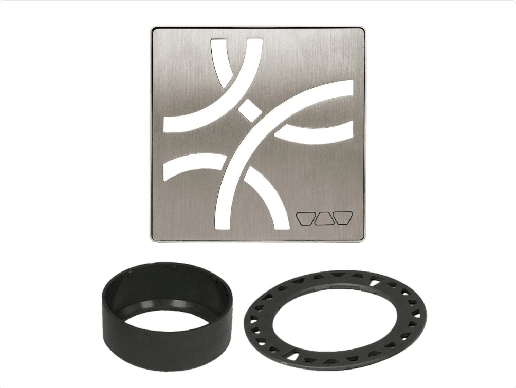 Schluter - KERDI-DRAIN - Ensemble de grille carrée Curve - acier inoxydable (V2) nickel brossé 4" ||KDIF4GRKEBTD6 - Ceramed