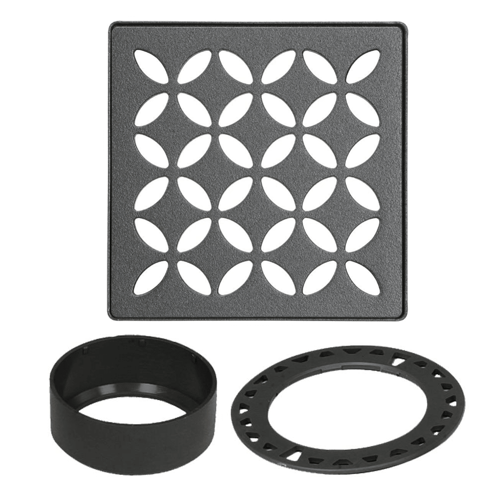 Schluter - KERDI-DRAIN Ensemble de grille carrée Floral acier inoxydable (V2) anthracite foncé 4"