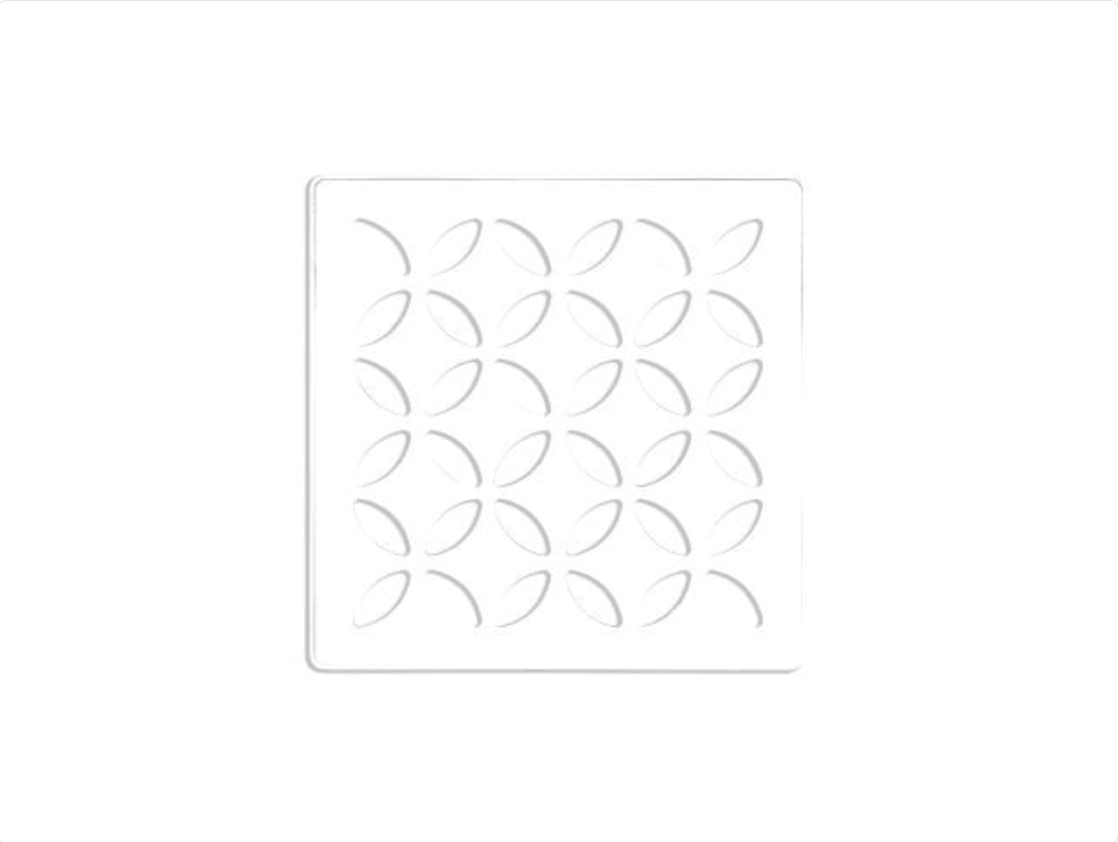 Schluter - KERDI-DRAIN - Ensemble de grille carrée Floral - acier inoxydable (V2) blanc mat 4" ||KDIF4GRKMBWD5 - Ceramed