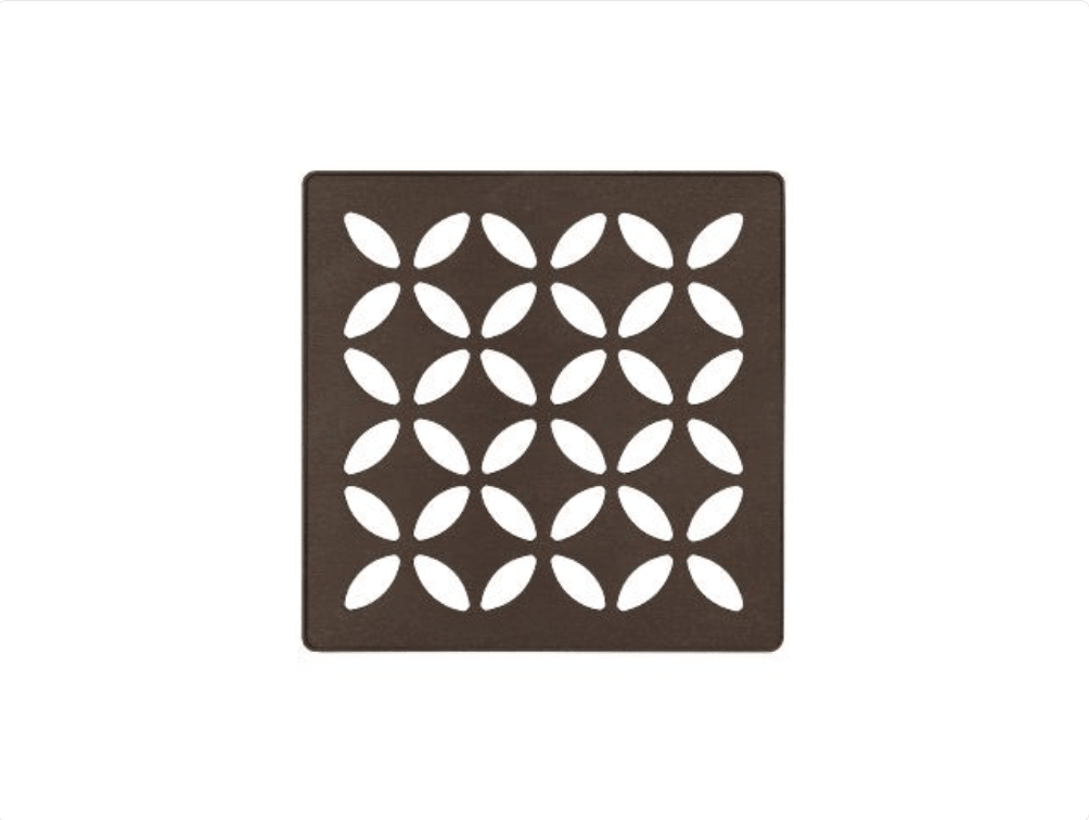 Schluter - KERDI-DRAIN - Ensemble de grille carrée Floral - acier inoxydable (V2) bronze 4" ||KDIF4GRKTSOBD5 - Ceramed