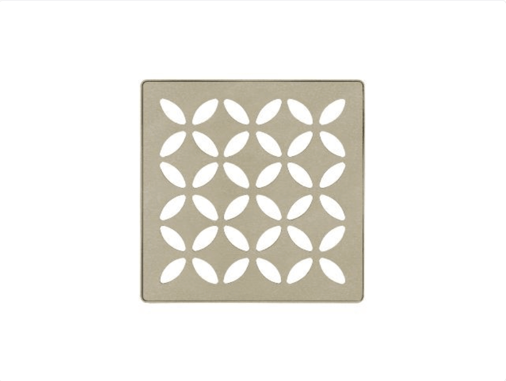 Schluter - KERDI-DRAIN - Ensemble de grille carrée Floral - acier inoxydable (V2) crème 4" ||KDIF4GRKTSCD5 - Ceramed