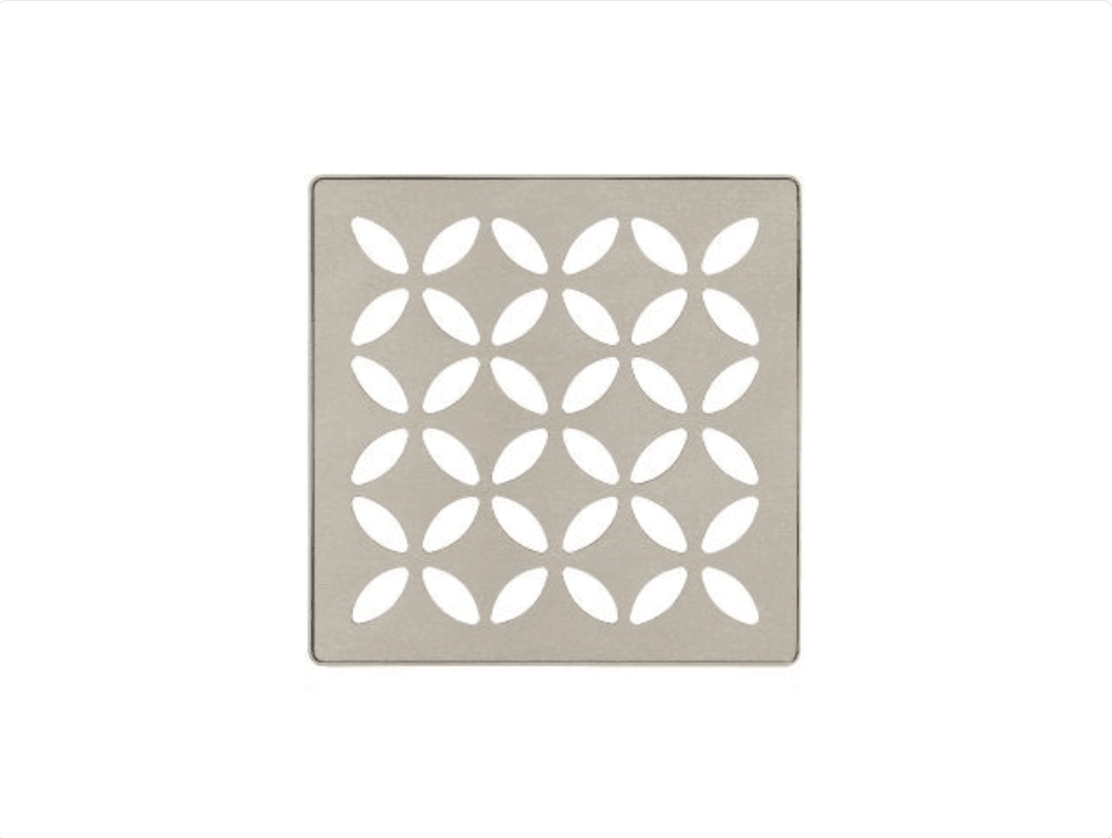 Schluter - KERDI-DRAIN - Ensemble de grille carrée Floral - acier inoxydable (V2) grège 4" ||KDIF4GRKTSBGD5 - Ceramed