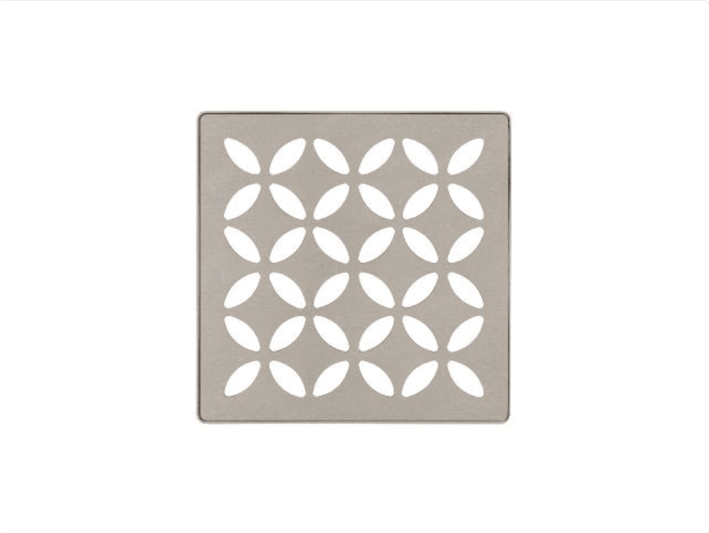Schluter - KERDI-DRAIN - Ensemble de grille carrée Floral - acier inoxydable (V2) gris pierre 4" ||KDIF4GRKTSSGD5 - Ceramed