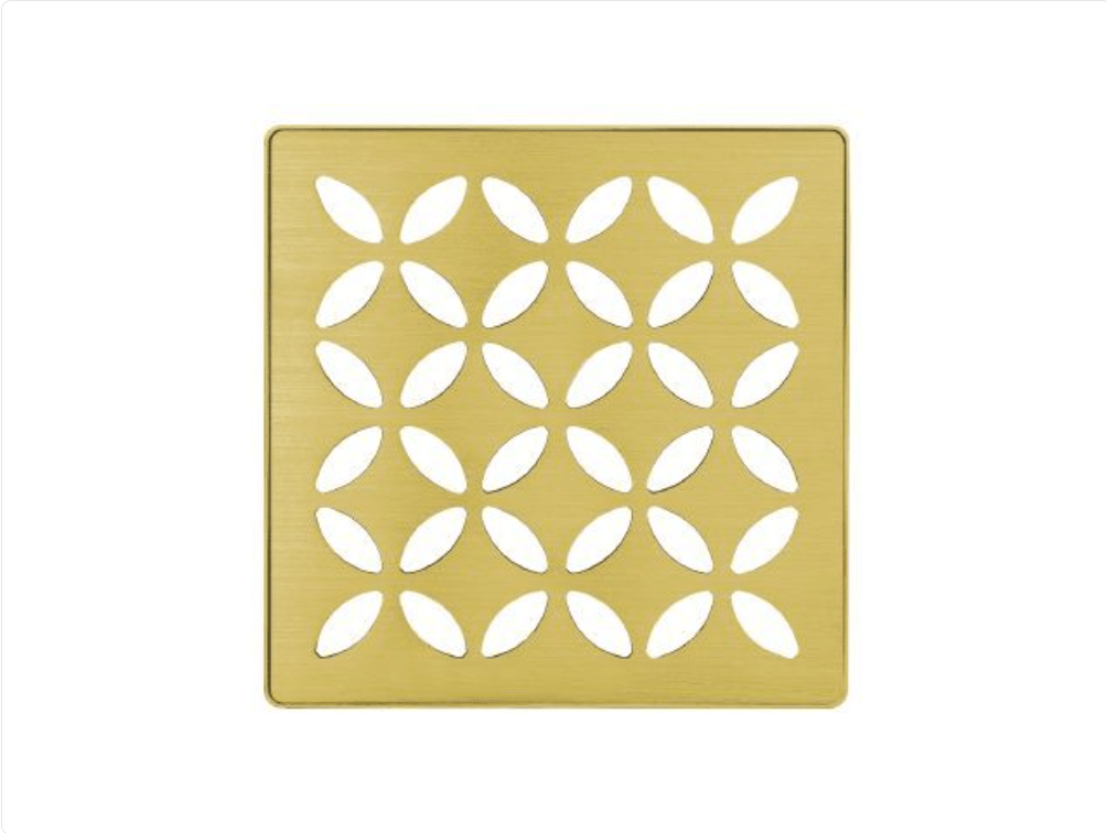 Schluter - KERDI-DRAIN - Ensemble de grille carrée Floral - acier inoxydable (V2) or classique brossé 4" ||KDIF4GRKEBCGD5 - Ceramed