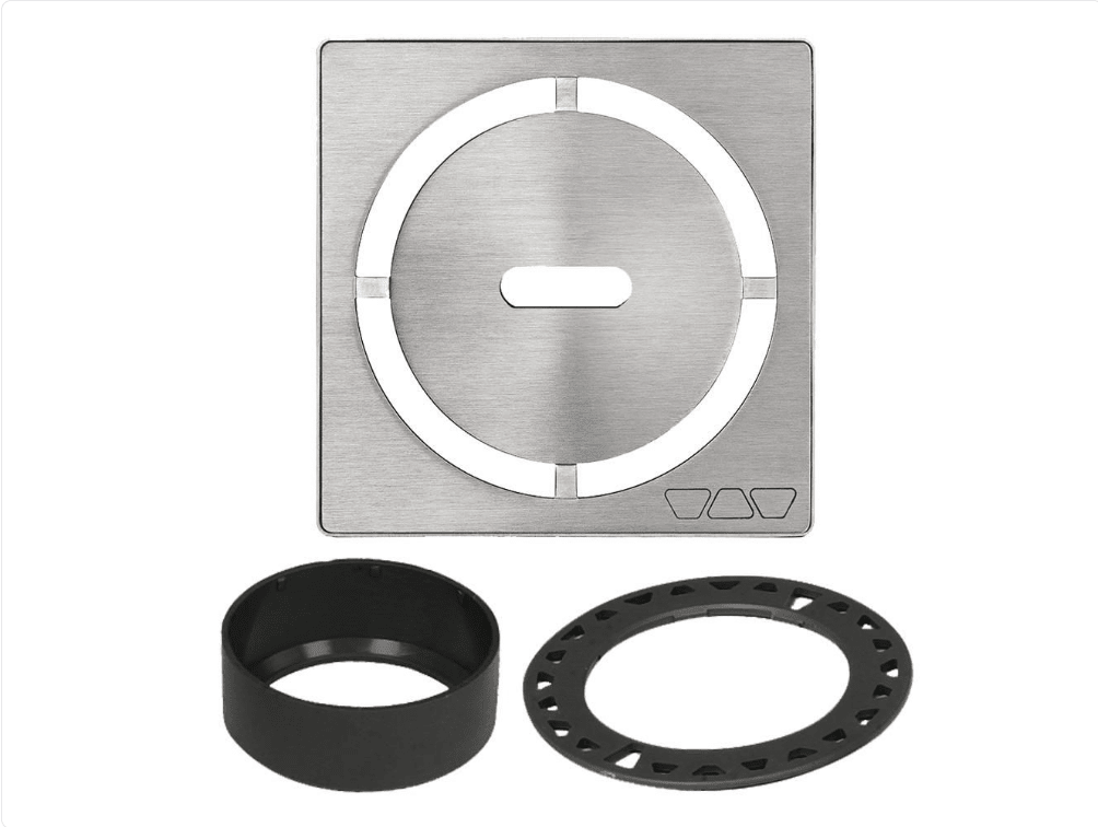 Schluter - KERDI-DRAIN - Ensemble de grille carrée Pure - acier inoxydable (V2) brossé 4" ||KDIF4GRKEBD8 - Ceramed