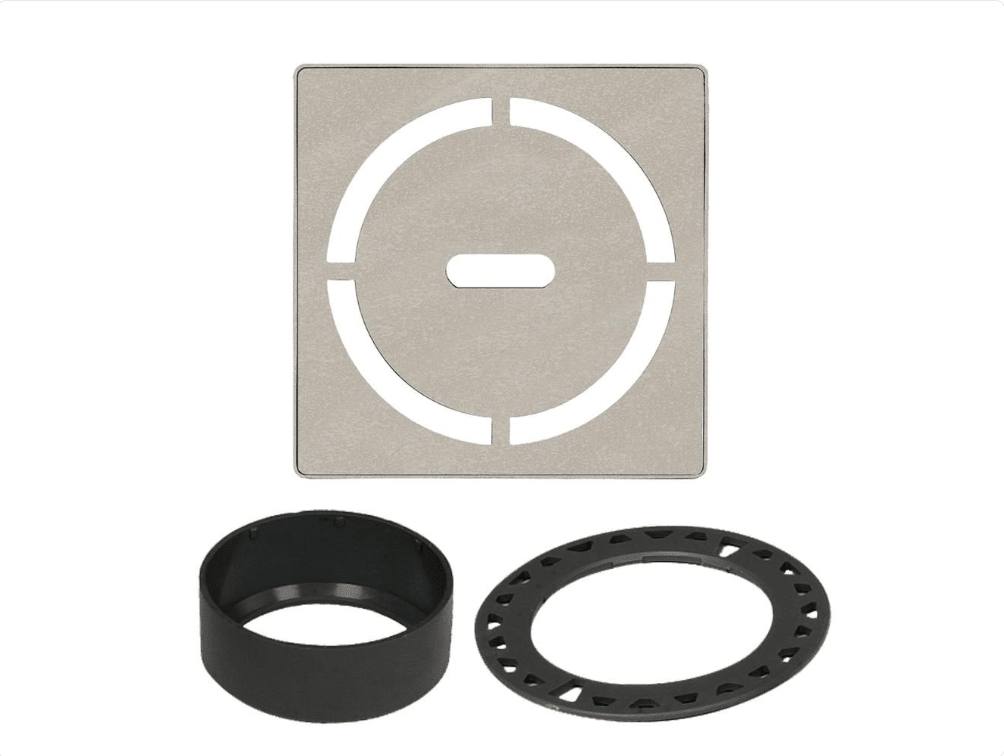 Schluter - KERDI-DRAIN - Ensemble de grille carrée Pure - acier inoxydable (V2) grège 4" ||KDIF4GRKTSBGD8 - Ceramed