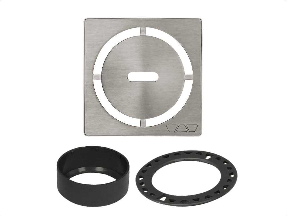 Schluter - KERDI-DRAIN - Ensemble de grille carrée Pure - acier inoxydable (V2) nickel brossé 4" ||KDIF4GRKEBTD8 - Ceramed