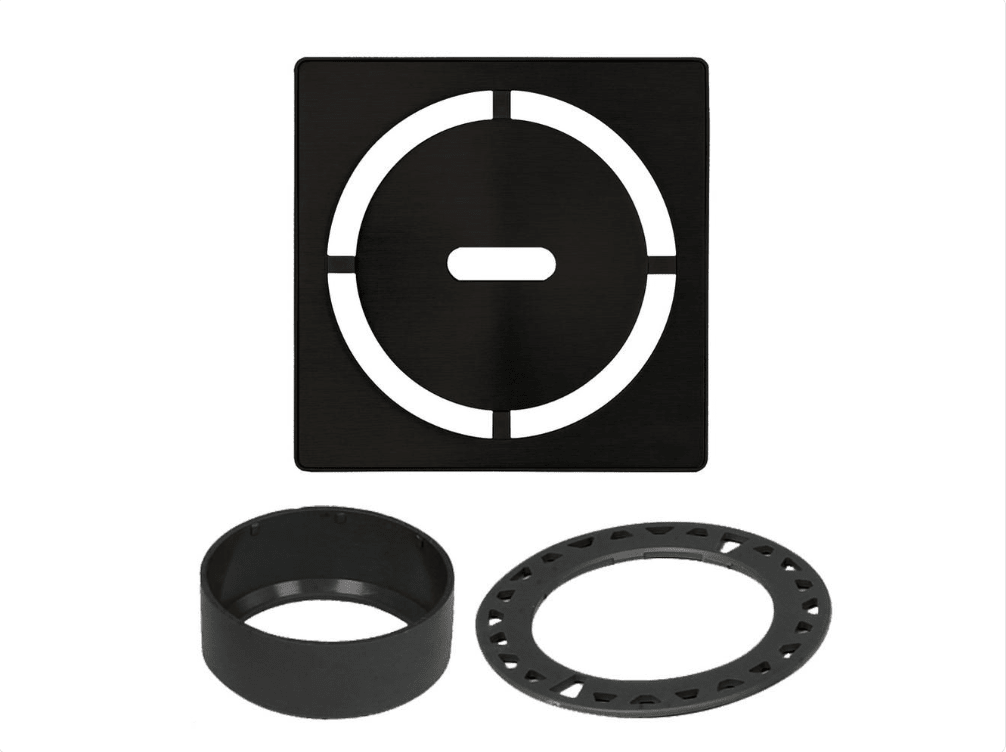 Schluter - KERDI-DRAIN - Ensemble de grille carrée Pure - acier inoxydable (V2) noir mat 4" ||KDIF4GRKMGSD8 - Ceramed
