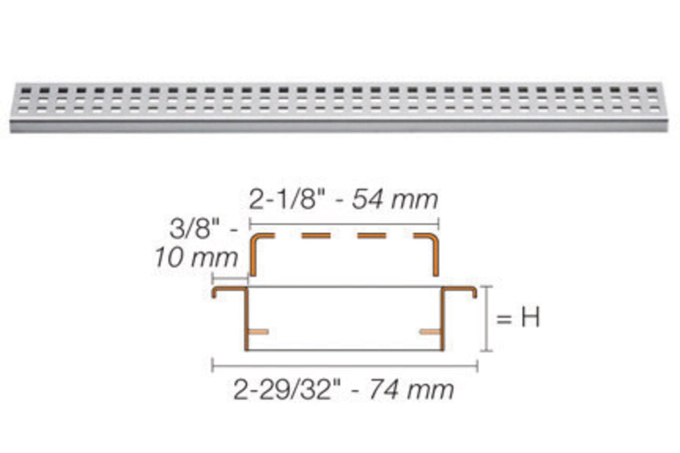 Schluter - KERDI-LINE - 3/4" cadre 72" grille perforée + verrou ||KL1BL19EB180 - Ceramed