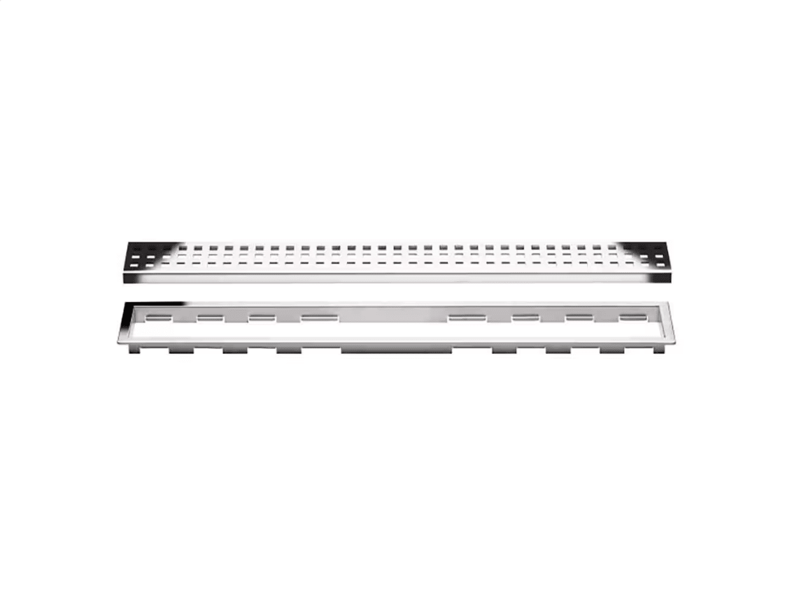 Schluter - KERDI-LINE - Drain linéaire encastré avec design de grille Square - acier inoxydable (V4) chrome 3/4" x 23-5/8" ||KL1B19EP60 - Ceramed