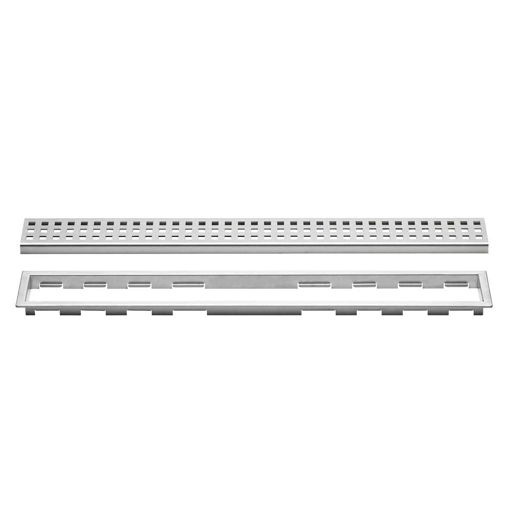 Schluter - KERDI-LINE Drain linéaire encastré avec design de grille Square - acier inoxydable (V4) chrome 3/4" x 47-1/4